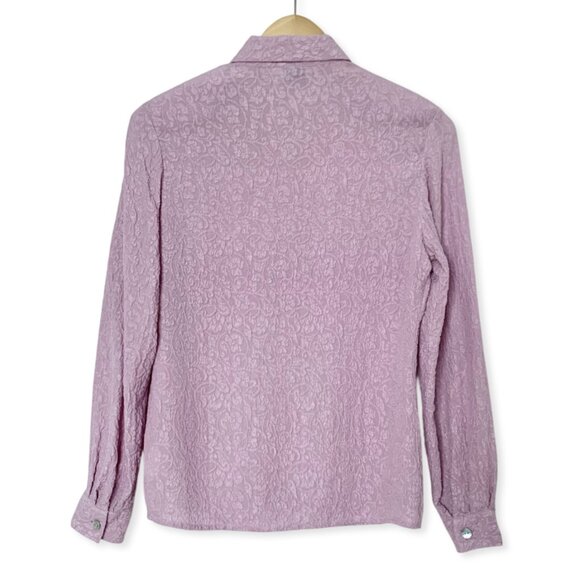 Vintage Sash Silk Floral Button Up Shirt Blouse Fairy Grandma Twee Academia Boho - Picture 3 of 11